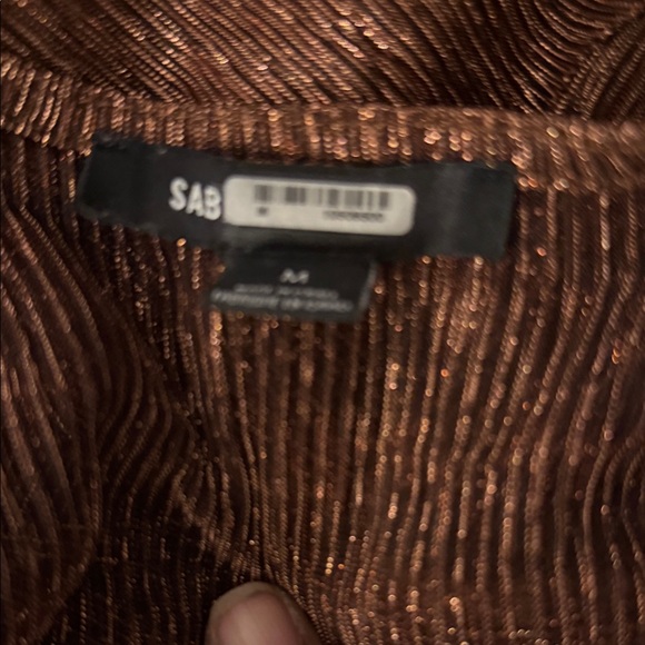 Sabina Musayev Metallic Brown Tiered Midi Dress — Long Sleeve V-Neck, Elegant - Picture 5 of 6